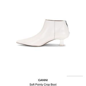 Ganni Pointed Toe Soft Ankle Boots In Egret Leather